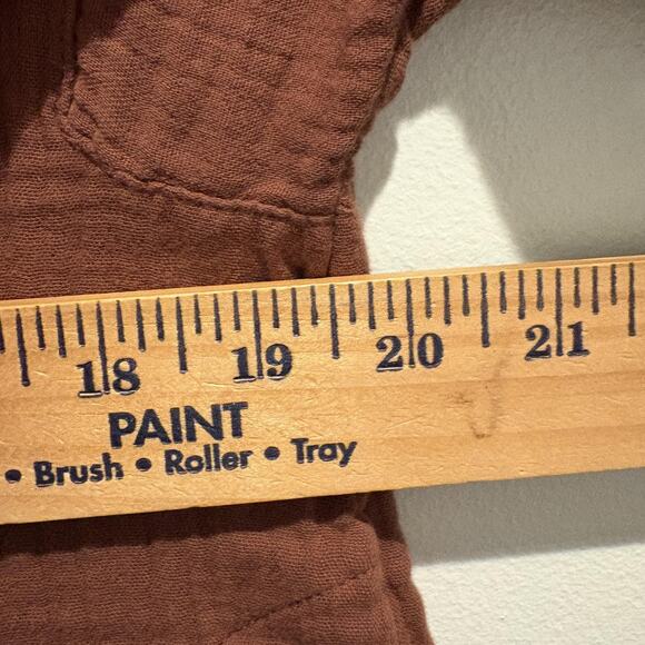 Old Navy Dress Womens Medium Brown Long Sleeve Textured Gauze Tunic Pockets Fall - Picture 9 of 11